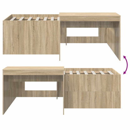Kids'High Bed Frame with Desk Sonoma Oak 90 x 200 cm