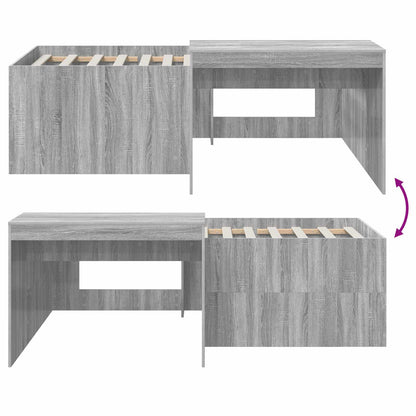 Kids'High Bed Frame with Desk Grey Sonoma 90 x 200 cm