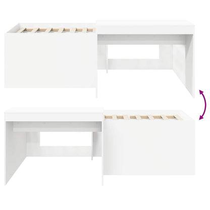 Kids'High Bed Frame with Desk White 98.5 x 200 cm
