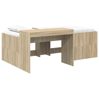 Kids'High Bed Frame with Desk Sonoma Oak 98.5 x 200 cm