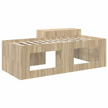 Kids'High Bed Frame with Desk Sonoma Oak 98.5 x 200 cm
