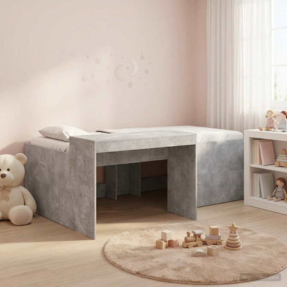 Kids'High Bed Frame with Desk Concrete Grey 98.5 x 200 cm