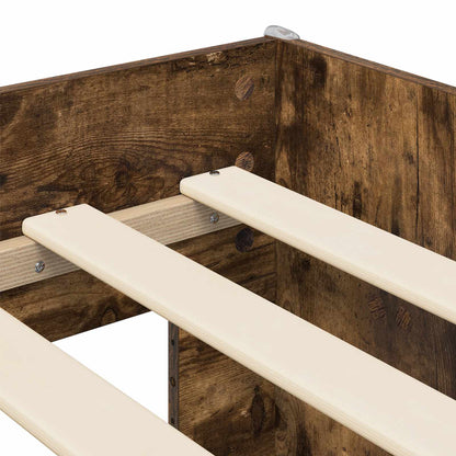 Kids'High Bed Frame with Desk Smoked Oak 98.5 x 200 cm