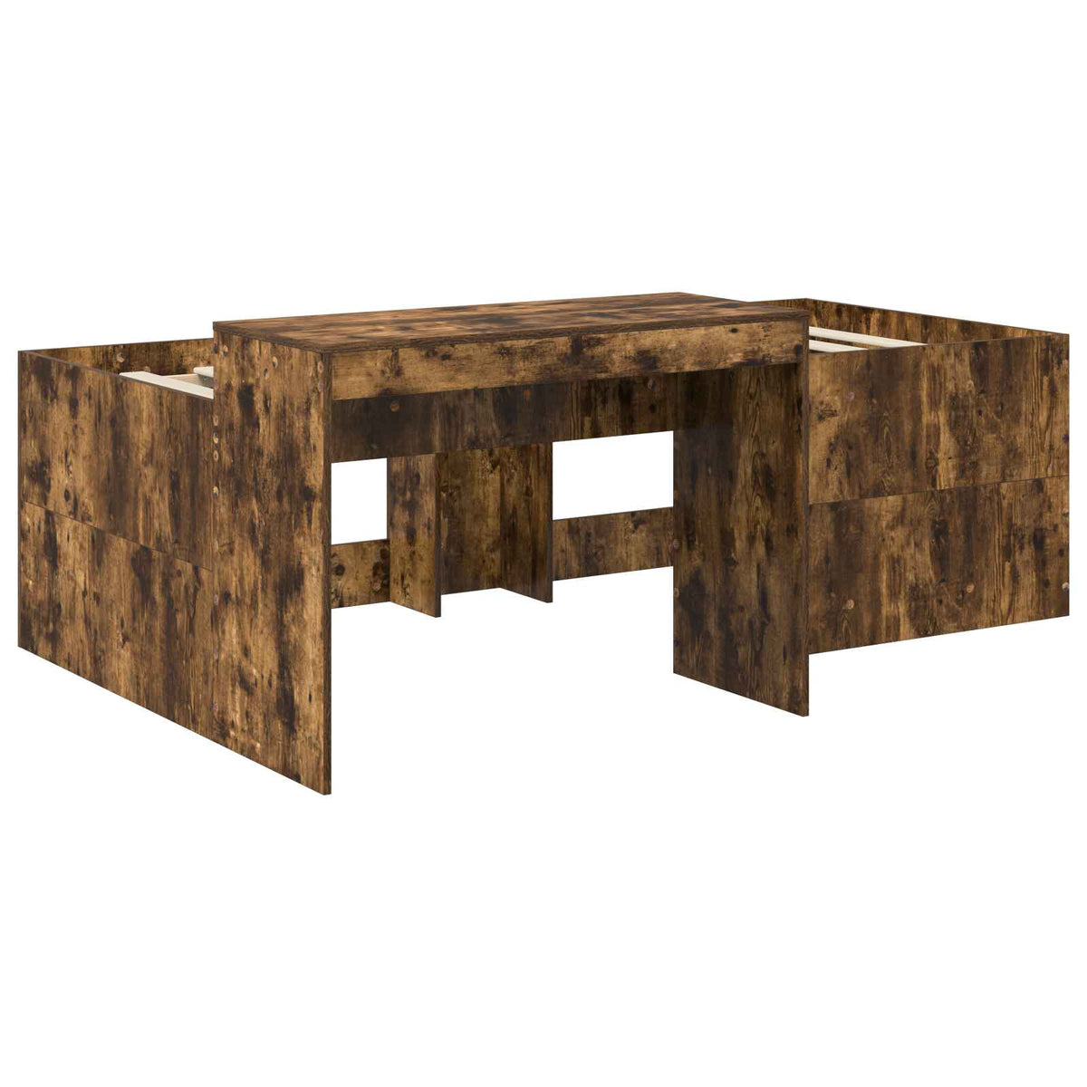 Kids'High Bed Frame with Desk Smoked Oak 98.5 x 200 cm