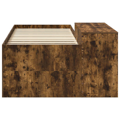 Kids'High Bed Frame with Desk Smoked Oak 98.5 x 200 cm