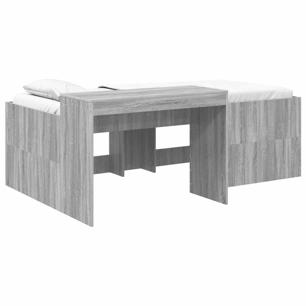Kids'High Bed Frame with Desk Grey Sonoma 98.5 x 200 cm