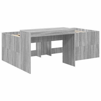 Kids'High Bed Frame with Desk Grey Sonoma 98.5 x 200 cm