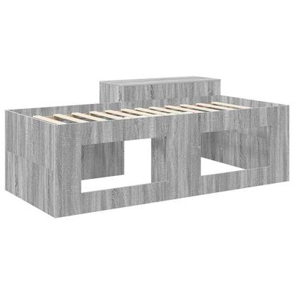 Kids'High Bed Frame with Desk Grey Sonoma 98.5 x 200 cm