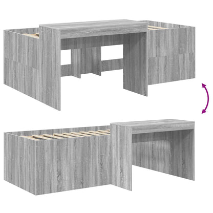 Kids'High Bed Frame with Desk Grey Sonoma 98.5 x 200 cm
