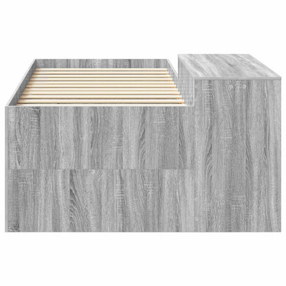 Kids'High Bed Frame with Desk Grey Sonoma 98.5 x 200 cm