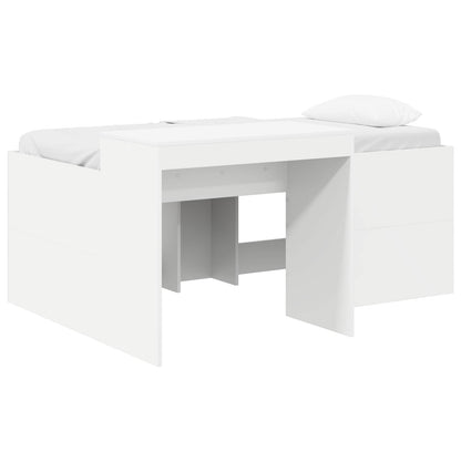 Kids'High Bed Frame with Desk White 80 x 160 cm
