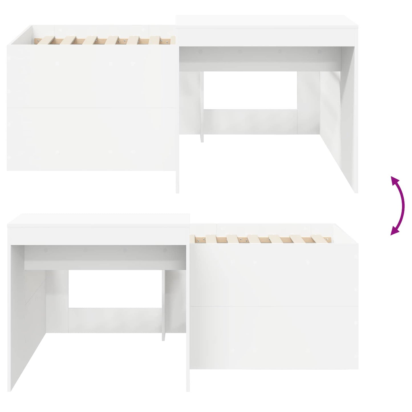 Kids'High Bed Frame with Desk White 80 x 160 cm