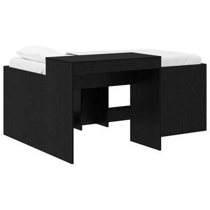 Kids'High Bed Frame with Desk Black 80 x 160 cm