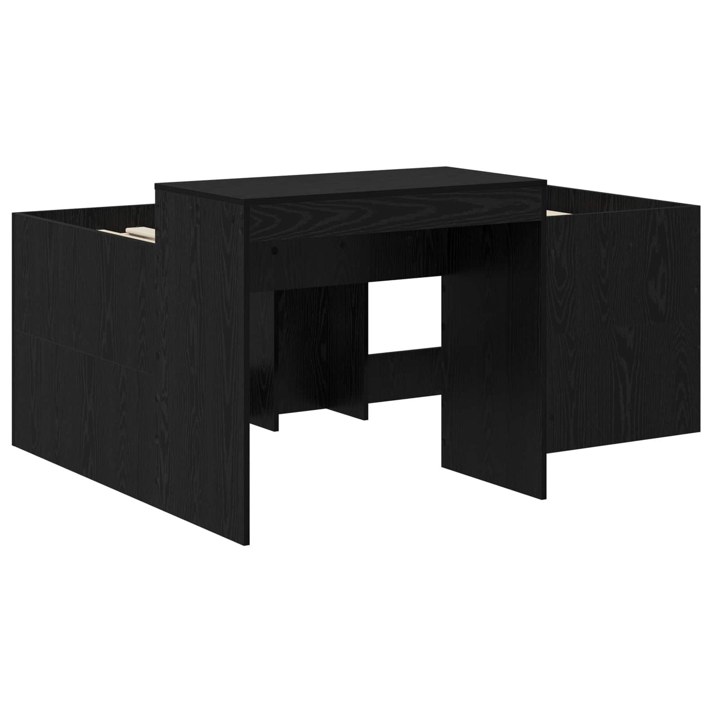 Kids'High Bed Frame with Desk Black 80 x 160 cm