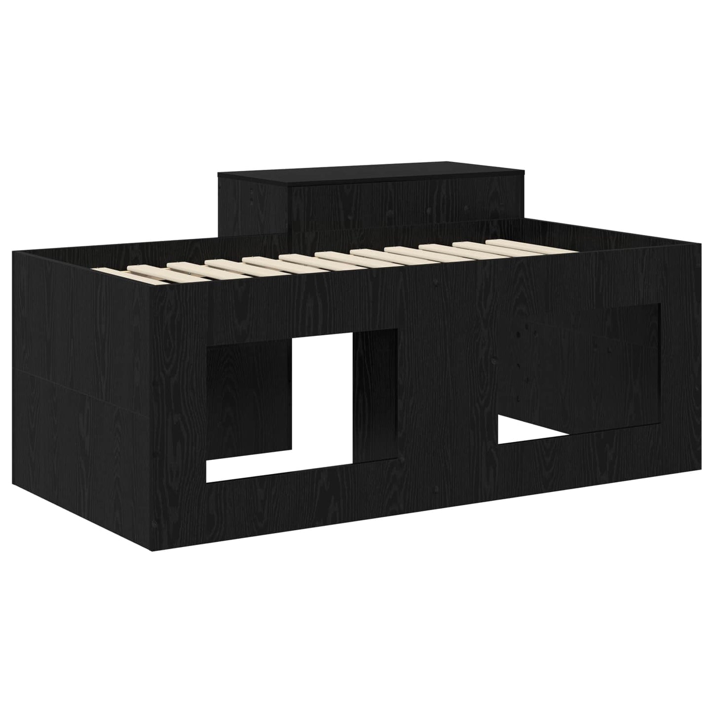Kids'High Bed Frame with Desk Black 80 x 160 cm