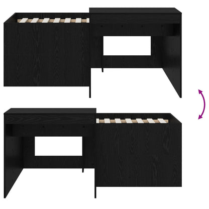 Kids'High Bed Frame with Desk Black 80 x 160 cm