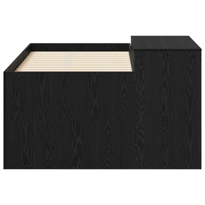 Kids'High Bed Frame with Desk Black 80 x 160 cm