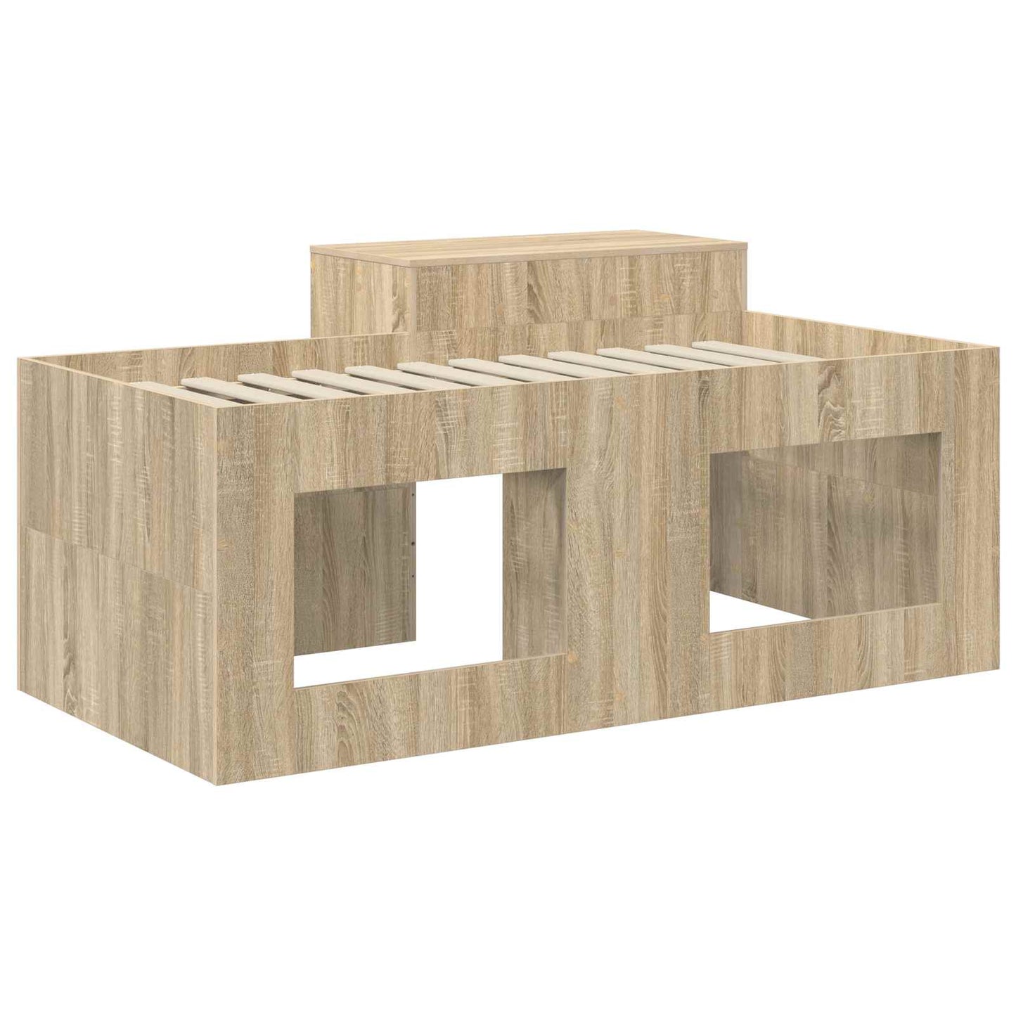 Kids'High Bed Frame with Desk Sonoma Oak 80 x 160 cm