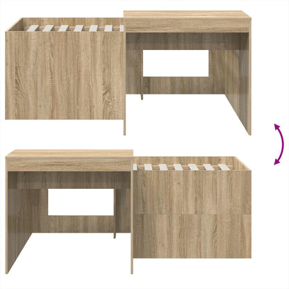 Kids'High Bed Frame with Desk Sonoma Oak 80 x 160 cm