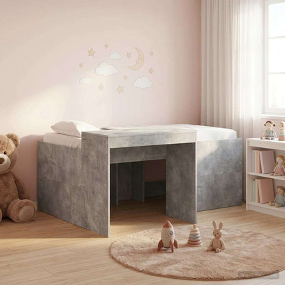 Kids'High Bed Frame with Desk Concrete Grey 80 x 160 cm