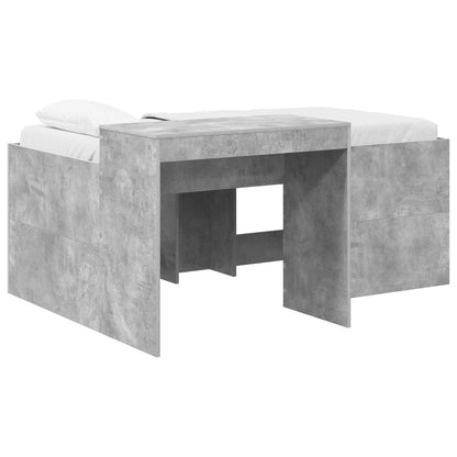 Kids'High Bed Frame with Desk Concrete Grey 80 x 160 cm