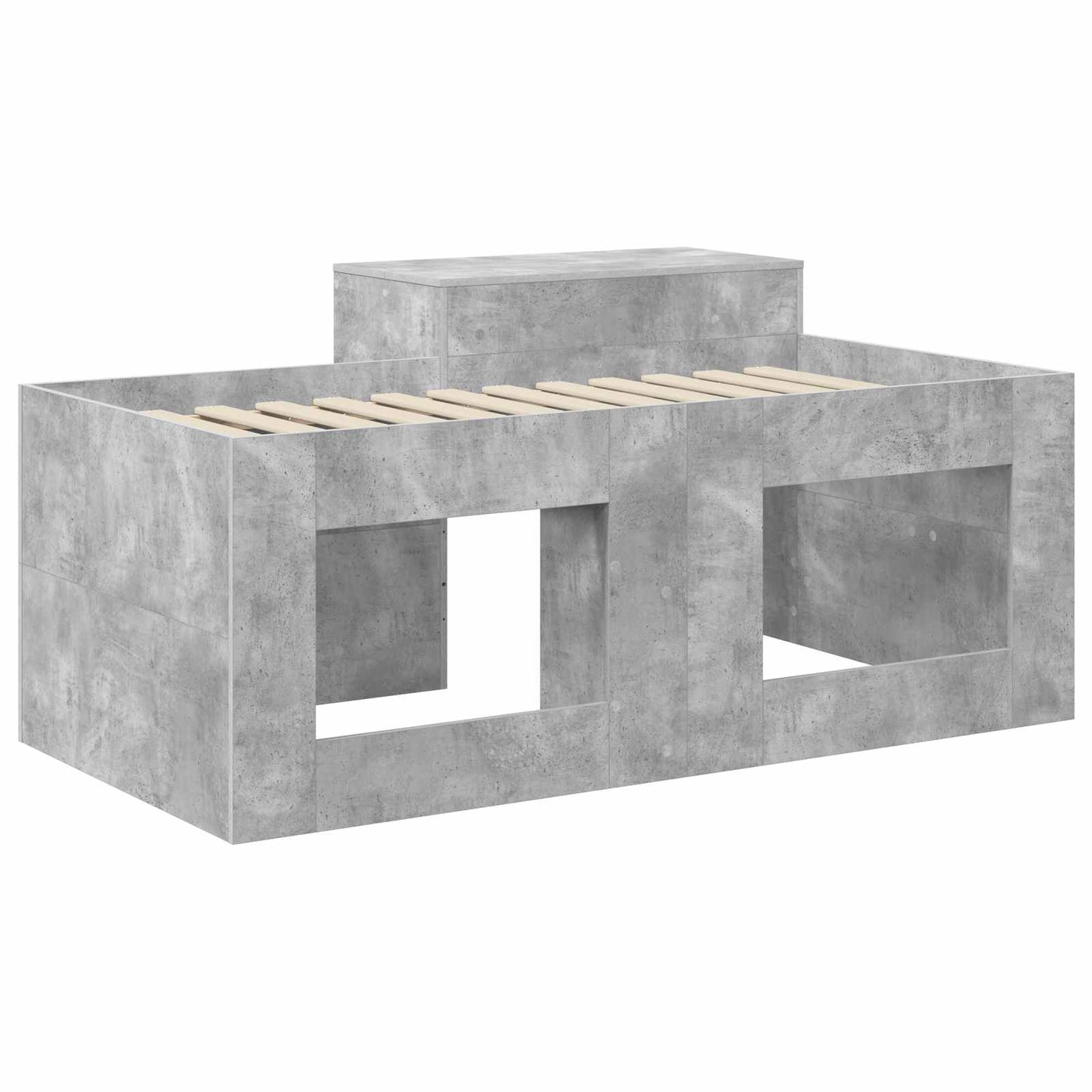 Kids'High Bed Frame with Desk Concrete Grey 80 x 160 cm