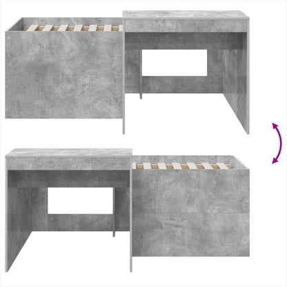 Kids'High Bed Frame with Desk Concrete Grey 80 x 160 cm