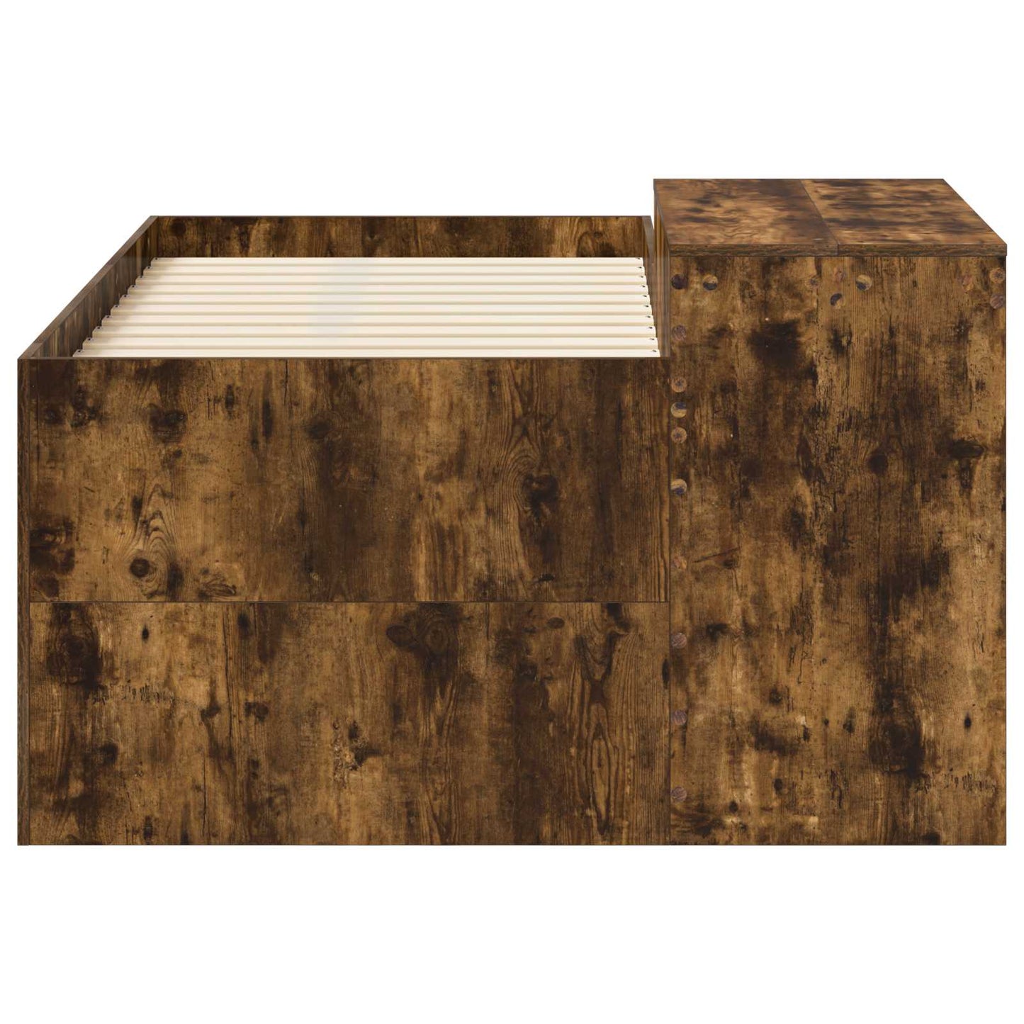 Kids'High Bed Frame with Desk Smoked Oak 80 x 160 cm
