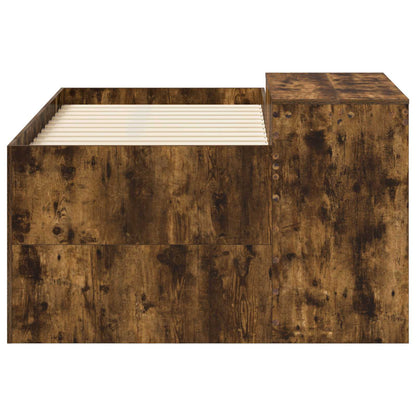 Kids'High Bed Frame with Desk Smoked Oak 80 x 160 cm