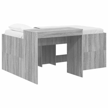 Kids'High Bed Frame with Desk Grey Sonoma Engineered Wood