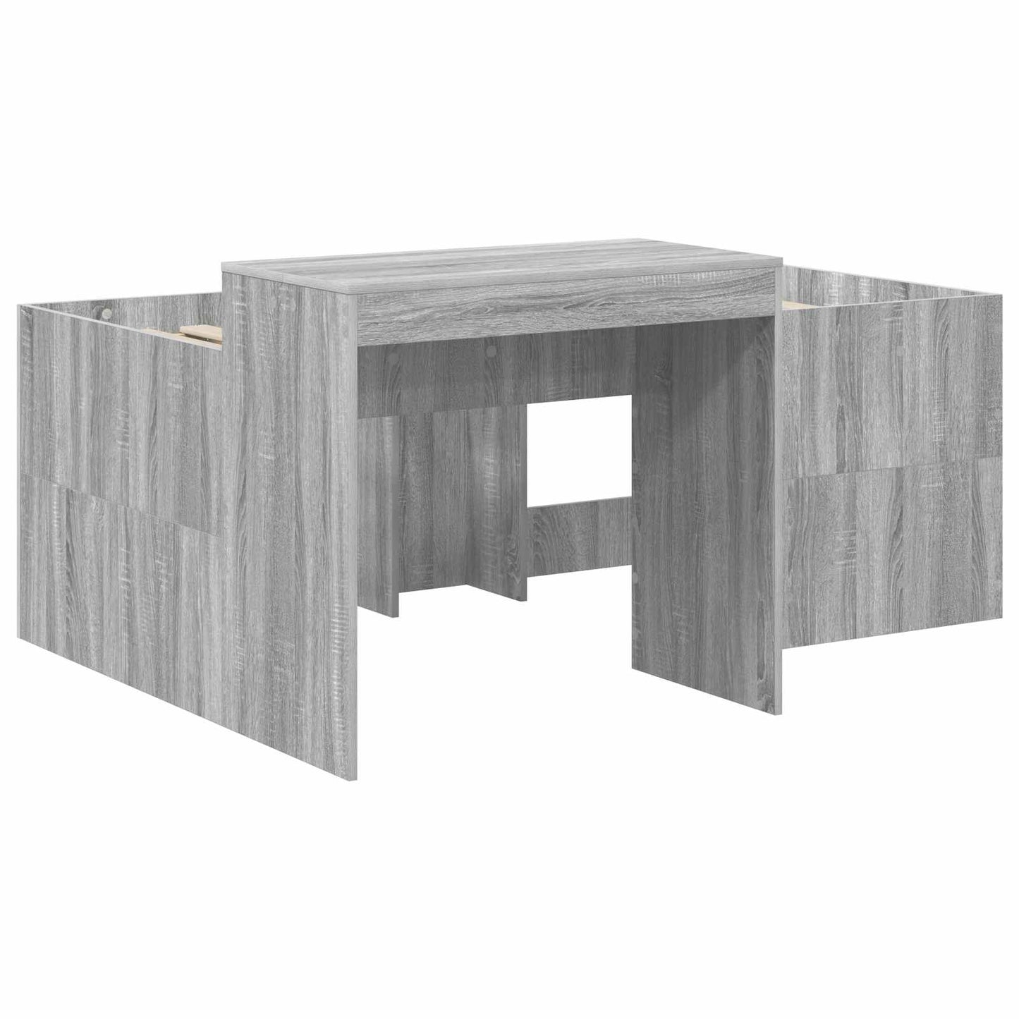 Kids'High Bed Frame with Desk Grey Sonoma Engineered Wood