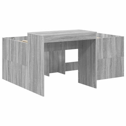 Kids'High Bed Frame with Desk Grey Sonoma Engineered Wood