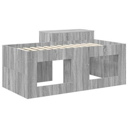 Kids'High Bed Frame with Desk Grey Sonoma Engineered Wood
