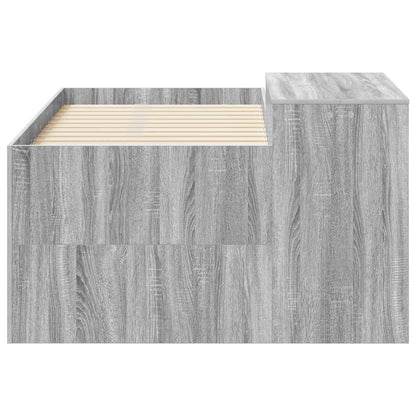 Kids'High Bed Frame with Desk Grey Sonoma Engineered Wood
