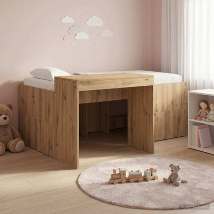 Kids'High Bed Frame with Desk Artisan Oak Engineered Wood