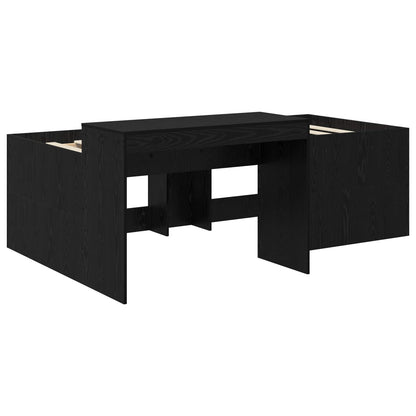 Kids'High Bed Frame with Desk Black Engineered Wood
