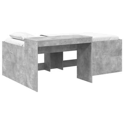 Kids'High Bed Frame with Desk Concrete Grey Engineered Wood