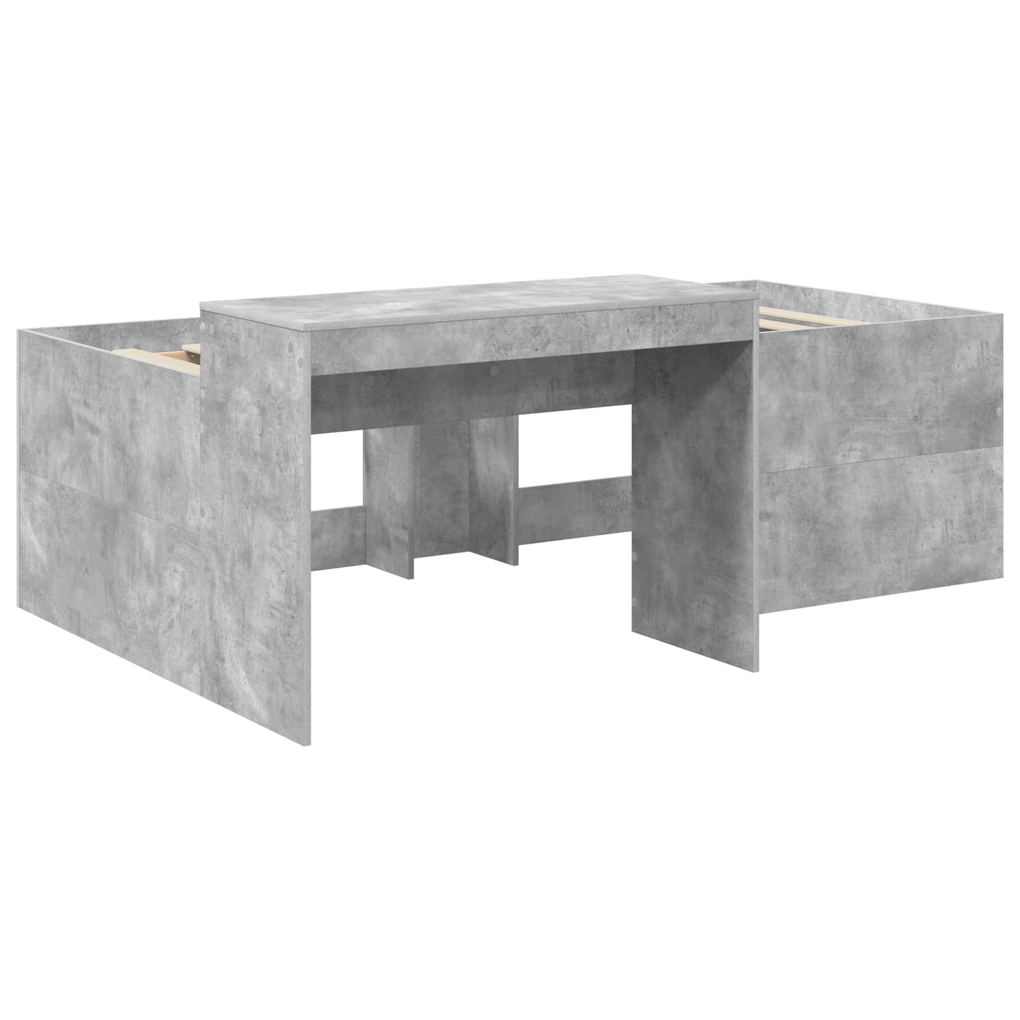 Kids'High Bed Frame with Desk Concrete Grey Engineered Wood