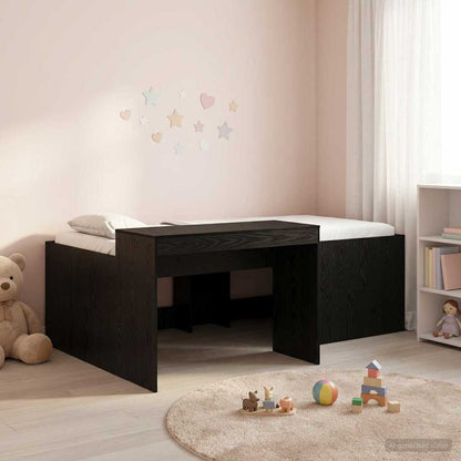 Kids'High Bed Frame with Desk Black 75 x 190 cm
