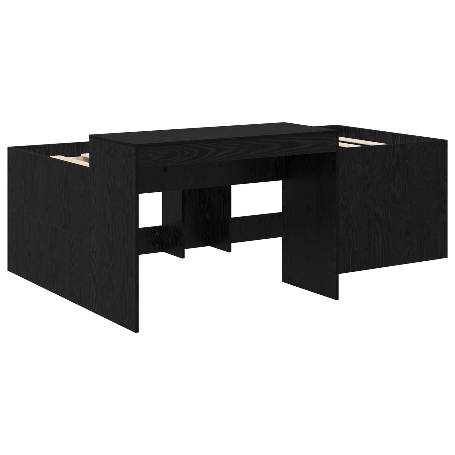 Kids'High Bed Frame with Desk Black 75 x 190 cm