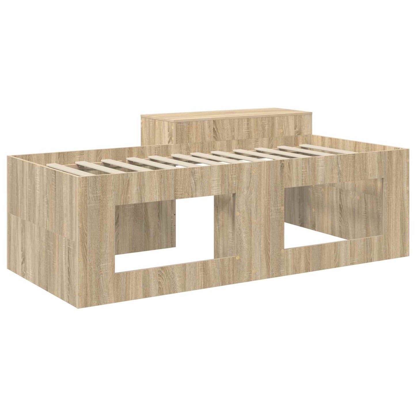 Kids'High Bed Frame with Desk Sonoma Oak 75 x 190 cm