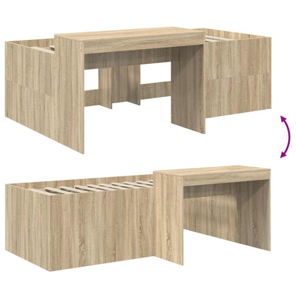 Kids'High Bed Frame with Desk Sonoma Oak 75 x 190 cm