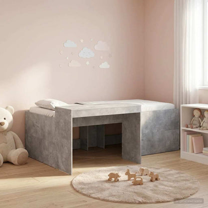 Kids'High Bed Frame with Desk Concrete Grey 75 x 190 cm