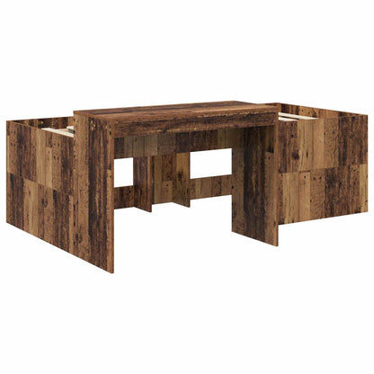 Kids'High Bed Frame with Desk Old wood 75 x 190 cm