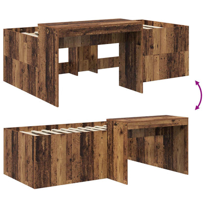 Kids'High Bed Frame with Desk Old wood 75 x 190 cm
