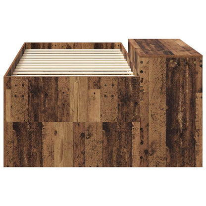 Kids'High Bed Frame with Desk Old wood 75 x 190 cm