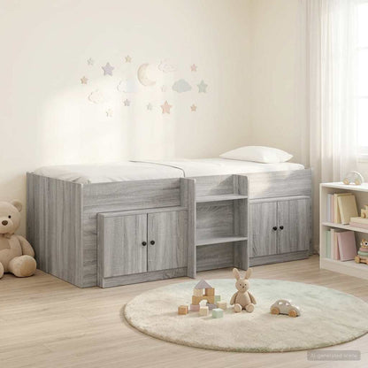 Loft Bed Frame with Cabinet 3 pcs Grey Sonoma Engineered Wood