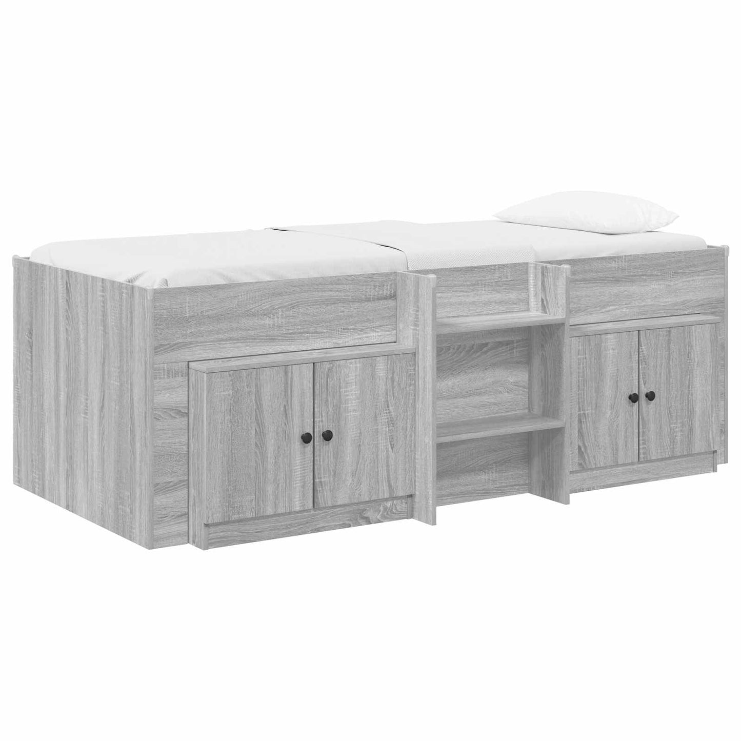 Loft Bed Frame with Cabinet 3 pcs Grey Sonoma Engineered Wood
