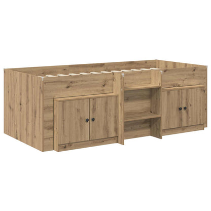 Loft Bed Frame with Cabinet 3 pcs Artisan Oak Engineered Wood