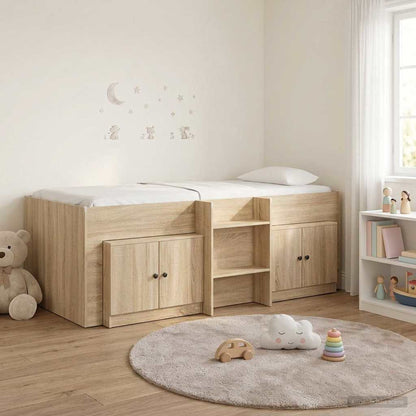 Loft Bed Frame with Cabinet 3 pcs Sonoma Oak Engineered Wood